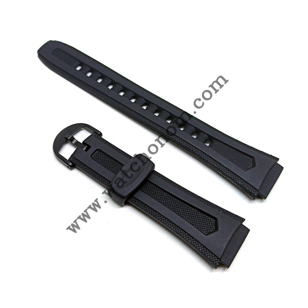 Fits/For Casio W-210 , W-211 - 18mm Black Rubber Replacement Watch Band Strap