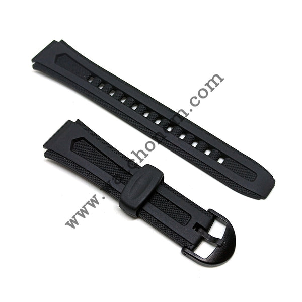 Fits/For Casio W-210 , W-211 - 18mm Black Rubber Replacement Watch Band Strap