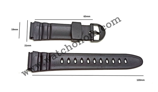 Casio W-68H 19mm Black Rubber Watch Band Strap Original