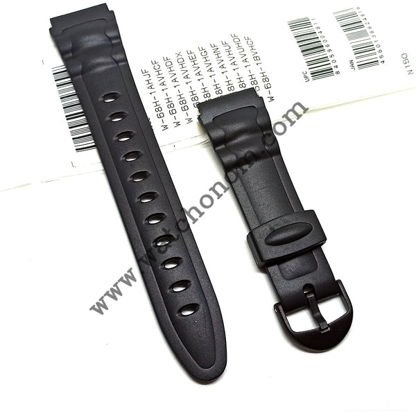 Casio W-68H 19mm Black Rubber Watch Band Strap Original
