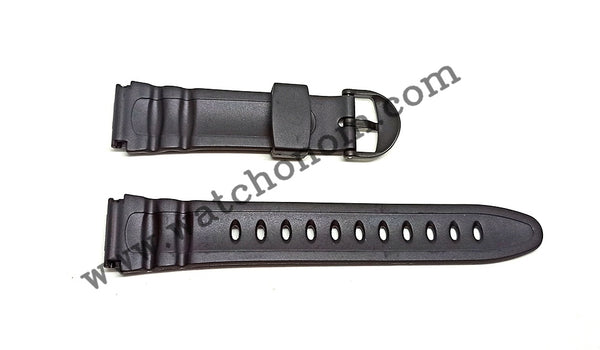 Casio W-68H 19mm Black Rubber Watch Band Strap Original