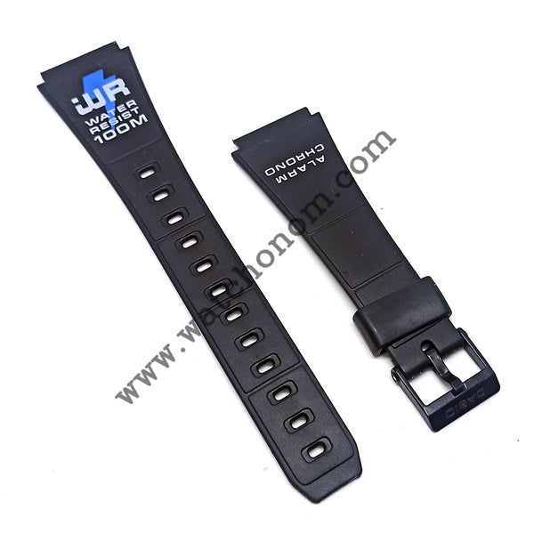 Casio W-721 Watch Band Strap 20mm Black Rubber NOS WR Resist Original