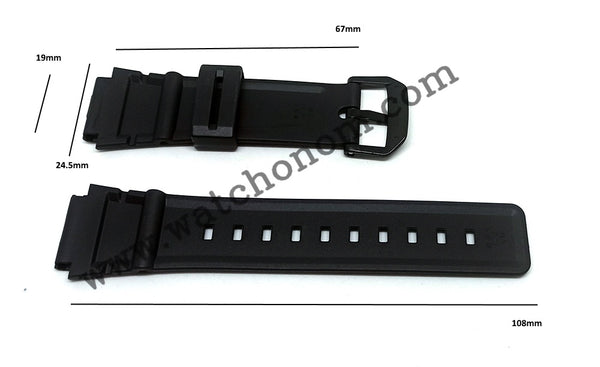Genuine Casio WQV-10 , WQV-1 , WQV-2 Wrist Camera Watch Band Strap Belt 19mm Black Rubber NOS - Rare