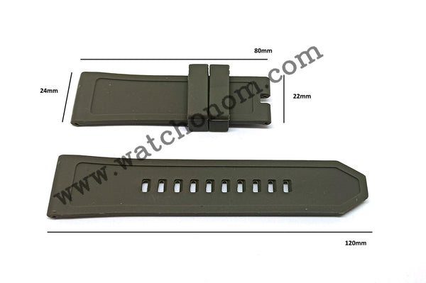 Diesel Ironside DZ4391 Rubber Watch Strap Band 24mm Green Rubber Silicone