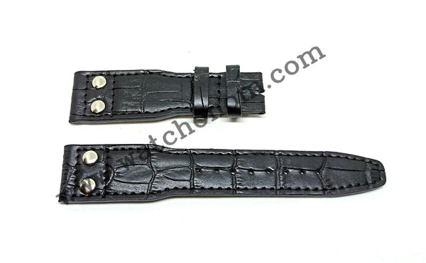 IWC Watch Big Pilot 22mm Black Leather Watch Band Strap IW501001 IW501012