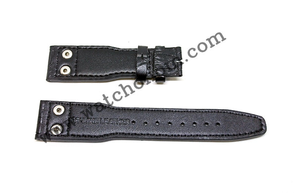 IWC Watch Big Pilot 22mm Black Leather Watch Band Strap IW501001 IW501012