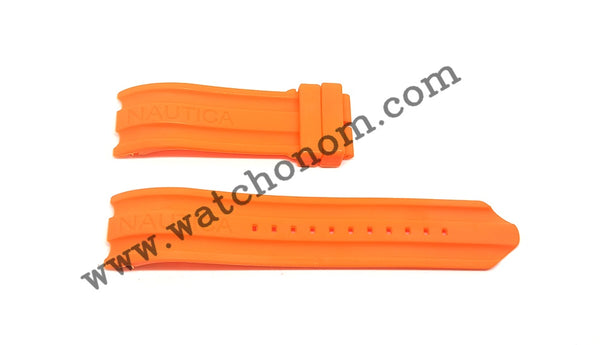Nautica A14603G A16642G A16606G 22mm Orange Rubber Watch Band Strap