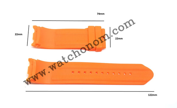 Nautica A14603G A16642G A16606G 22mm Orange Rubber Watch Band Strap