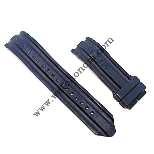 Nautica A16638G A16600G 22mm Black Rubber Watch Band Strap