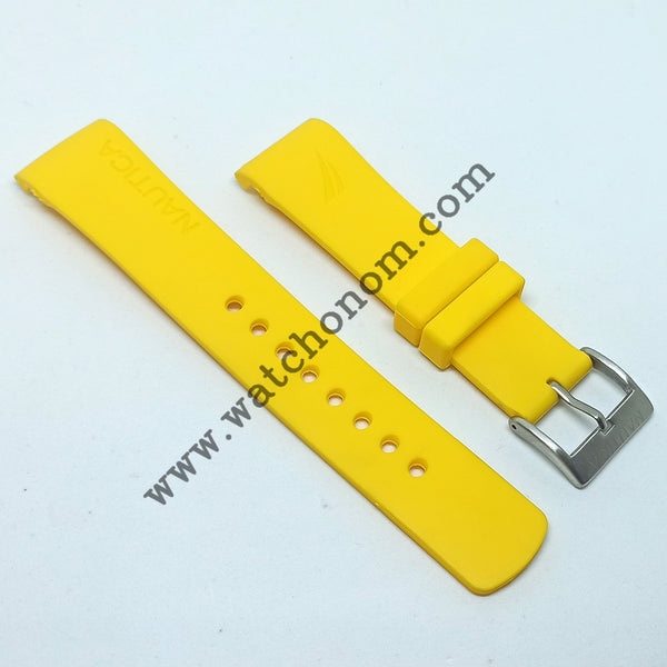 Nautica A24532G NAI13514G A19557G 22mm Yellow Rubber Watch Band Strap