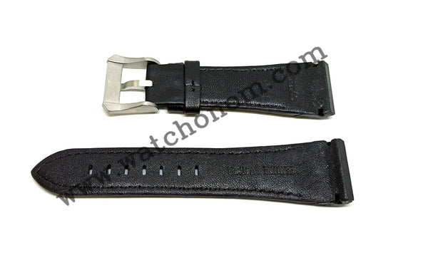 Seiko Velatura 7T84-0AD0 - SPC049P1 , SPC049P9 - 26mm Black Genuine Leather Yellow Stitch Watch Band Strap