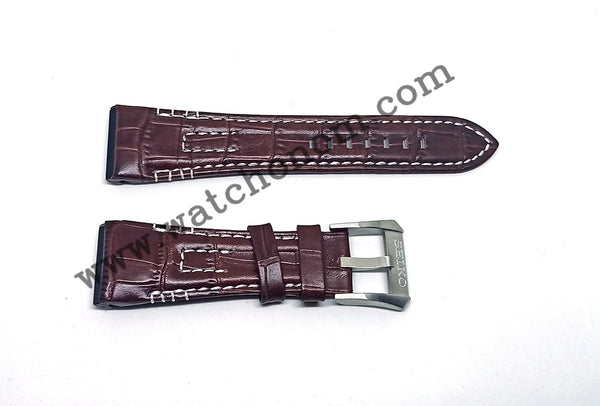Seiko Velatura 5D44-0AE0 - SRH011P1 , 7T84-0AC0 - SPC041P1 Brown Genuine Leather 26mm Watch Strap Band