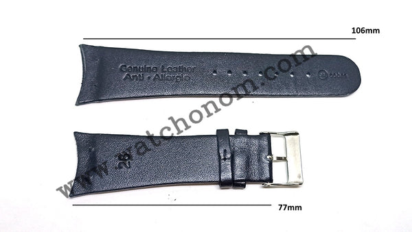 Skagen Milanese 12mm Between 2 Holes Black Leather Watch Band Strap 01MN12AA01