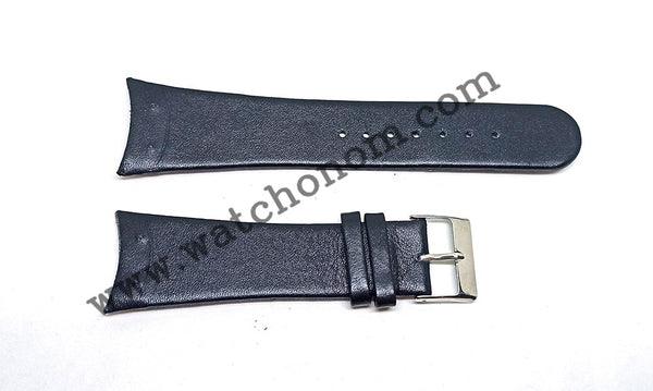 Skagen Milanese 12mm Between 2 Holes Black Leather Watch Band Strap 01MN12AA01