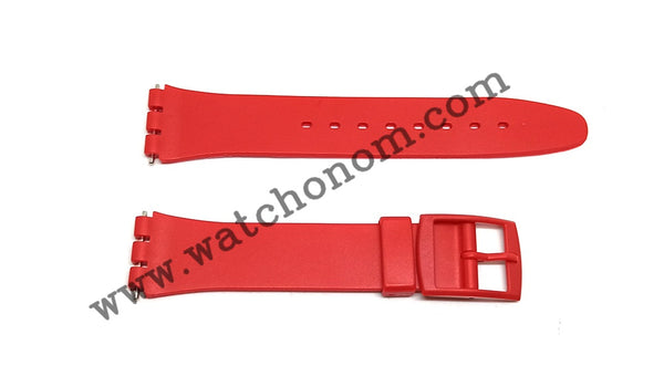Fits/for Swatch G/SK/SL/SR/SS/SO28 SO28R400 , SO28Z111 , GR178 , GR166 - with 17mm Red Silicone Rubber Replacement Watch Strap Band