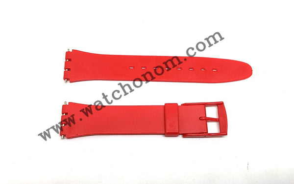 Fits/for Swatch G/SK/SL/SR/SS/SO28 SO28R400 , SO28Z111 , GR178 , GR166 - with 17mm Red Silicone Rubber Replacement Watch Strap Band