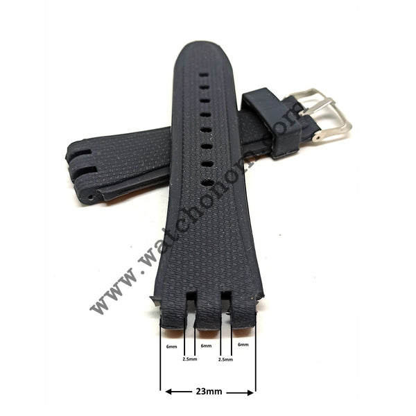 Swatch Irony 23mm Black Rubber Herringbone Pattern Watch Band Strap