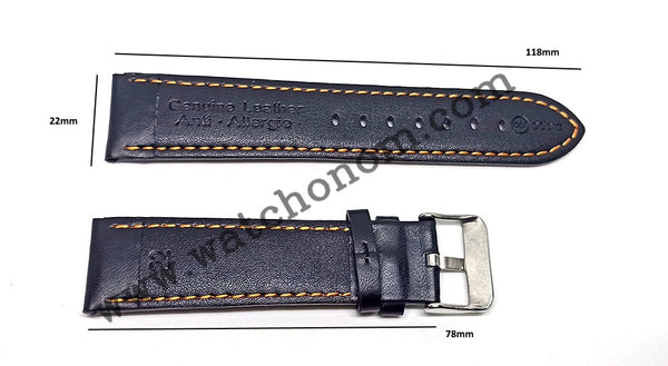 Tissot Chrono XL 22mm Black Orange Leather Watch Band Strap T116617