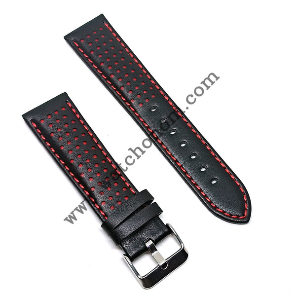 Tissot Chrono XL 22mm Black Red Leather Watch Band Strap T116617