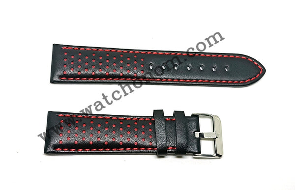 Tissot Chrono XL 22mm Black Red Leather Watch Band Strap T116617