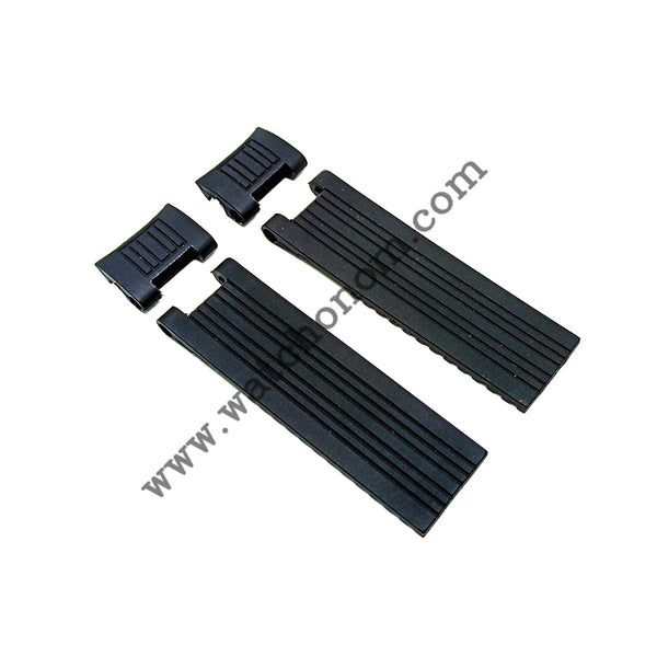 Fits/For Ulysse Nardin Marine Diver 1846 , Indian Ocean - 22mm Black Rubber Replacement Watch Band Strap