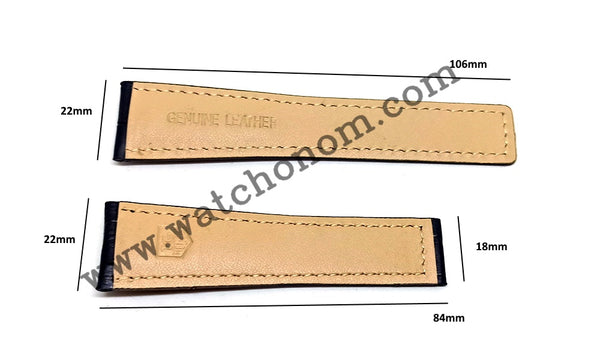 Tag Heuer Wristwatches 22mmx18mm Black Genuine Leather Watch Strap Band