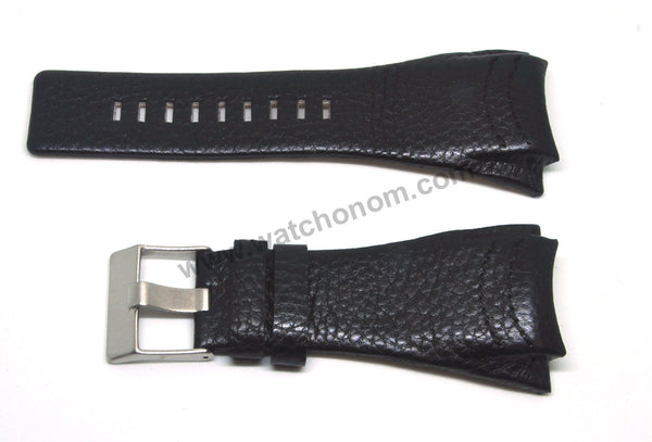 Compatible with Diesel DZ1368 , DZ1369 - 28mm Black Genuine Leather Watch Strap Band