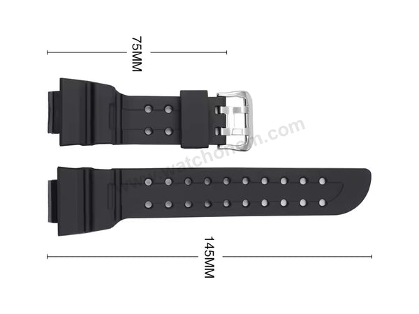 Fits/For Casio G-Shock DW-9900 , DW-9950 Titanium Frogman - Replacement Black Rubber Watch Band Strap