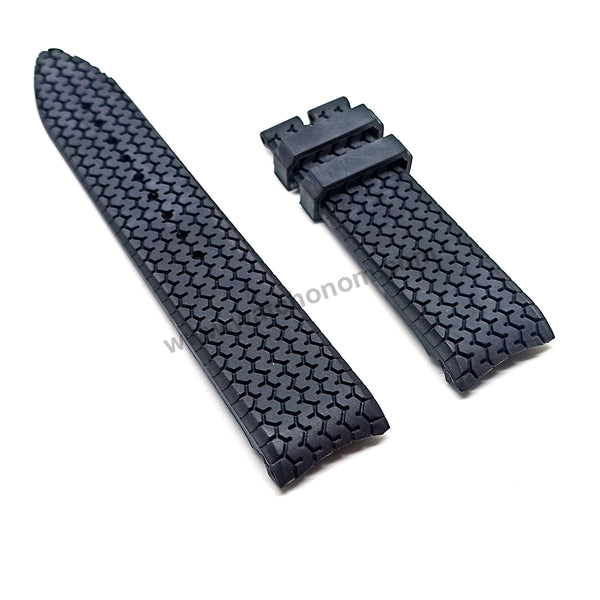 23mm Black Rubber Curved End Replacement Watch Band / Strap Compatible with Chopard Racing Classic