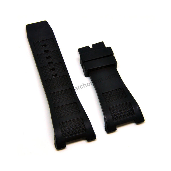 Compatible for IWC Ingenieur IW378505 , IW378507 , IW378509 - 30mm Black Rubber Curved Replacement Watch Band Strap