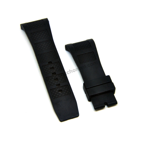 Compatible for IWC Ingenieur IW378505 , IW378507 , IW378509 - 30mm Black Rubber Curved Replacement Watch Band Strap