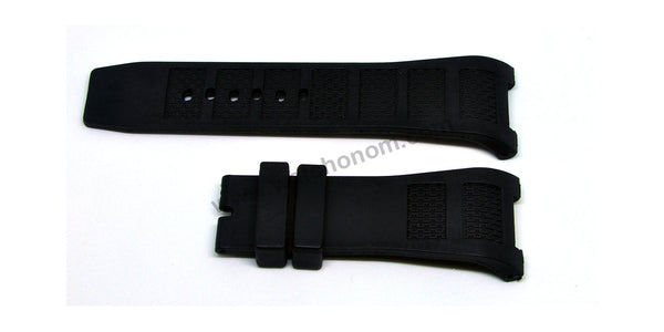 Compatible for IWC Ingenieur IW376501 , IW376503 , IW376505 - 30mm Black Rubber Curved Replacement Watch Band Strap