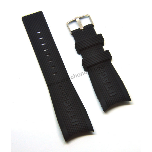 24mm Black Rubber Watch Band Strap (with Buckle) - Compatible for Tag Heuer SLS Mercedes