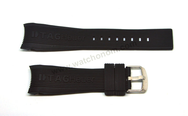 24mm Black Rubber Watch Band Strap (with Buckle) - Compatible for Tag Heuer SLS Mercedes
