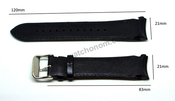 21mm Handmade Yellow Stitch on Black Genuine Leather Watch Band Strap Compatible For Seiko Sportura 7T62-0LA0 - SNAE97P1 Chronograph