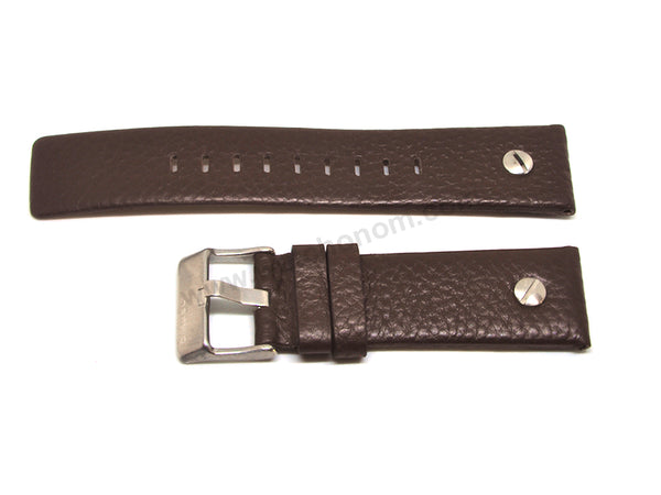 Fits/For Diesel DZ7258 , DZ7264 , DZ7272 , DZ7335 Little Daddy  - 24mm Brown Genuine Leather Rivet Replacement Watch Strap Band Belt