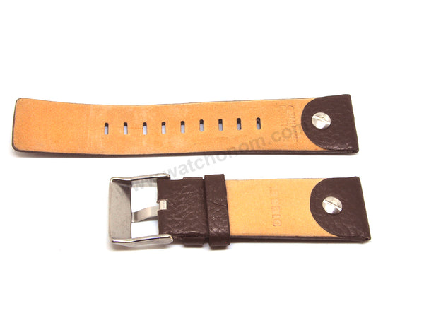 Fits/For Diesel DZ7258 , DZ7264 , DZ7272 , DZ7335 Little Daddy  - 24mm Brown Genuine Leather Rivet Replacement Watch Strap Band Belt