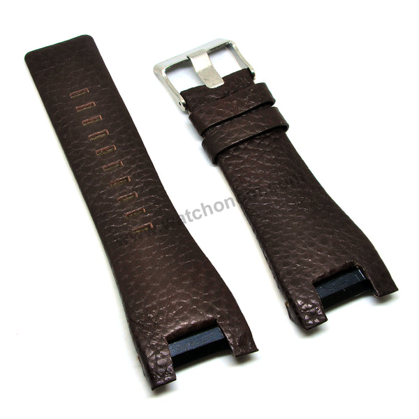 Fits/For Diesel Bugout DZ1273 , DZ1216 , DZ4246  -  32mm Dark Brown Genuine Leather Replacement Watch Band Strap