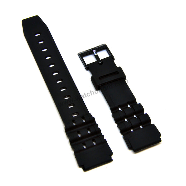 Fits/For Casio W-87H , W-88H , W-727H , W-731H - Black Rubber 19mm Replacement Watch Band Strap