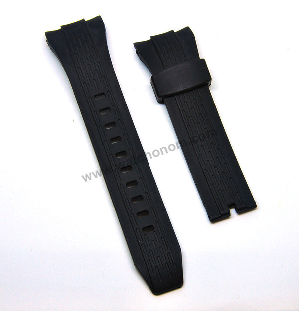 26mm Black Rubber Curved end Watch Band Strap Compatible For Seiko Lord Chronograph 7T04-0AT0 - SPC250P1 , SPC237P1