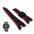 Fits/For Seiko Sportura Barcelona 7T62-0LC0 - SNAE93P1 - Black with Red Line Rubber Replacement Watch Strap Band Belt