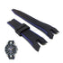 Fits/For Seiko Sportura 7T62-0LC0 - SNAE91 , SNAE91P1 - Black with Blue Line Rubber Replacement Watch Strap Band Belt