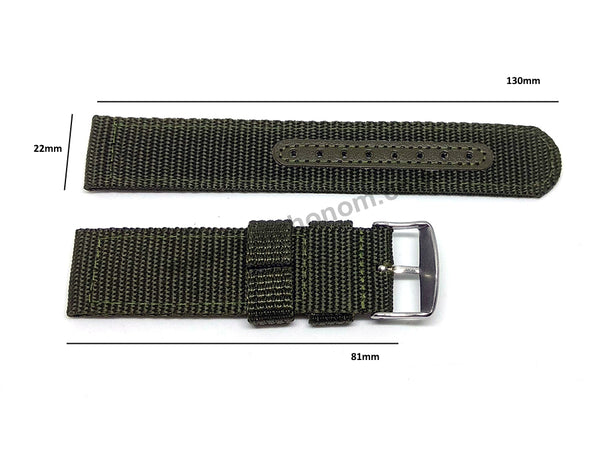 Seiko 5 - 7S36-03J0 - SNZG09K1 , SNZG09J1 -  Fits with 22mm Green Nylon Knit Replacement Watch Band Strap