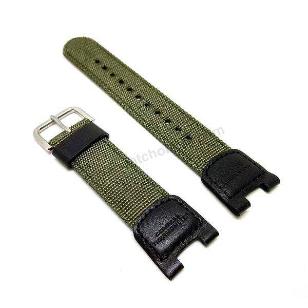 Fits/For Casio PAS-400B , PAS-410B , PRS-400B Protrek Fishing Gear - Green Nylon Textile Knit Replacement Watch Band / Strap Belt