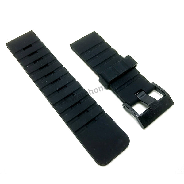 Fits/For Diesel DZ1591 , DZ1446 , DZ1624 , DZ4211 , DZ7164 , DZT2010 - 24mm Black Soft Silicone Rubber Replacement Watch Band Strap