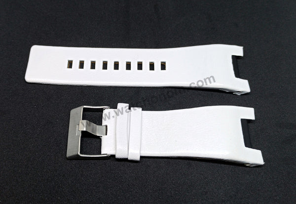 Fits/For Diesel Bugout DZ4247 , DZ4286  -  32mm White Genuine Leather Replacement Watch Band Strap