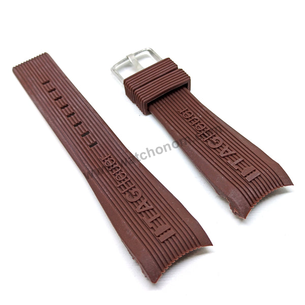 24mm Brown Rubber Watch Band Strap (with Buckle) - Compatible for Tag Heuer SLS Mercedes