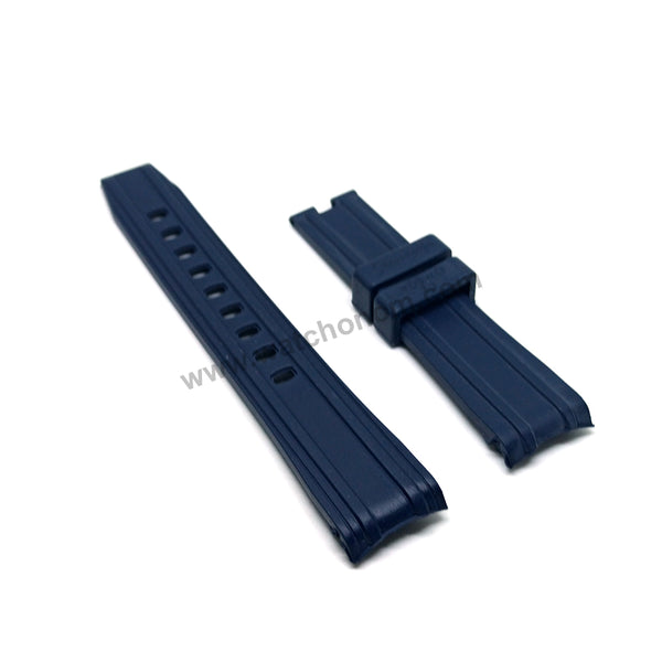 Compatible for Omega Seamaster 300m 600m - 20mm Navy Blue Rubber Curved end Replacement Watch Band Strap