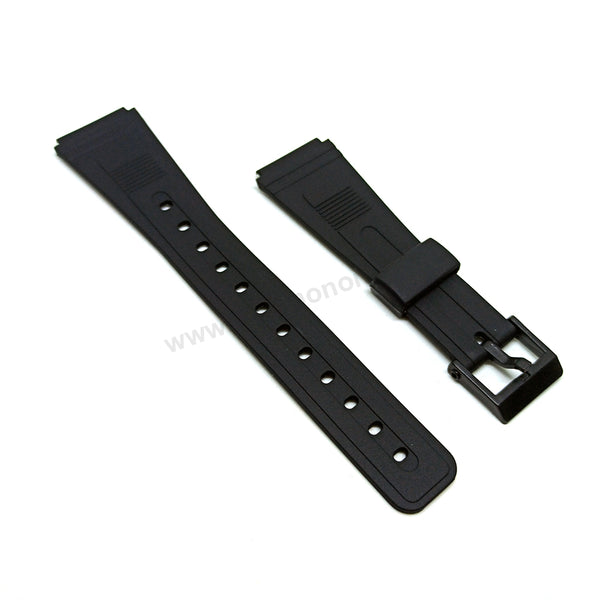 Fits/For Casio Data Bank DB-30 , DB-31 , DBP-25 , DBA-80 World Time W-50U - 19mm Black Rubber Replacement Watch Band / Strap / Belt