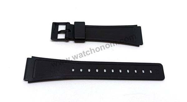 Original Casio W-73 World Time Map - Replacement Watch Band Strap - 19mm Black Rubber Genuine NOS